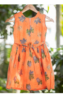 Printed Orange Kids Dress (KR1204)